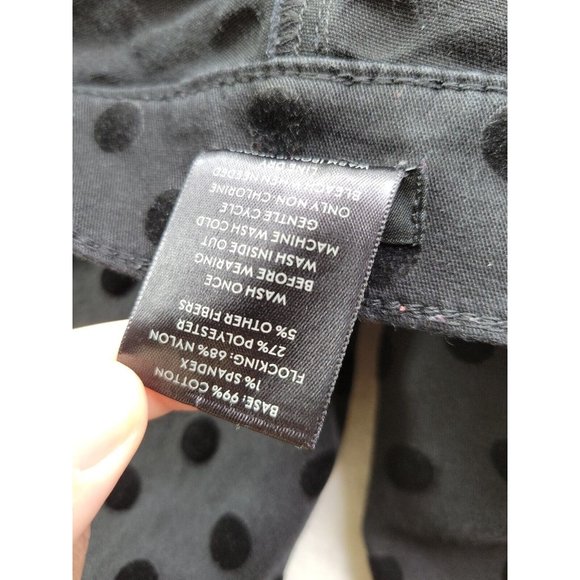 Ann Taylor Modern Fit 4 Black Jeans Denim Pants w/Velvet Polka Dot Stretch - Picture 8 of 9